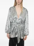 Retrofete sequin-embellished belted mini dress - Silver