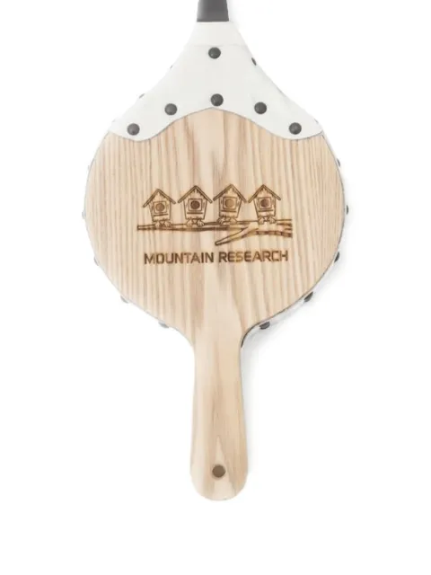 Mountain Research logo engraved campfire bellows