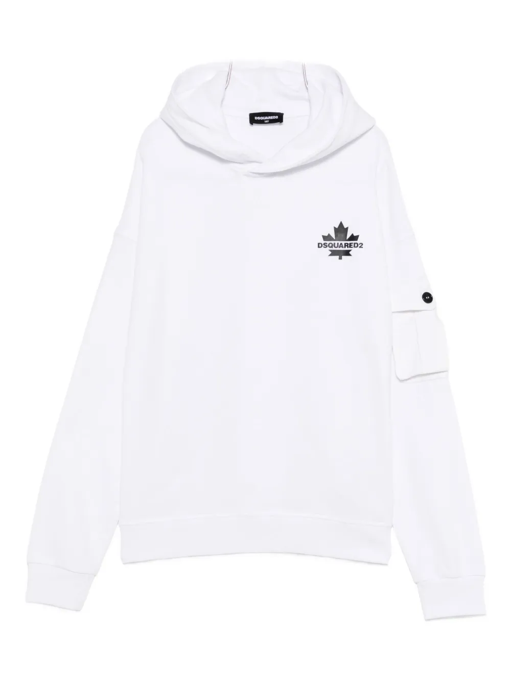Dsquared2 Maple-leaf Pocket Hoodie In White