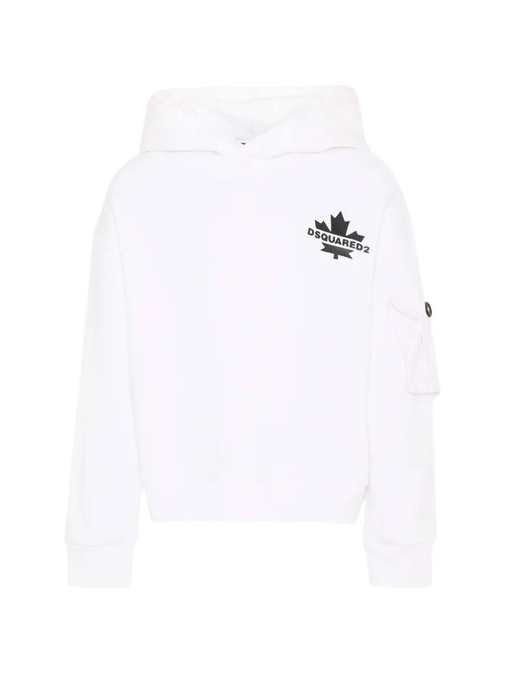 DSQUARED2 KIDS maple-leaf pocket hoodie - Bianco