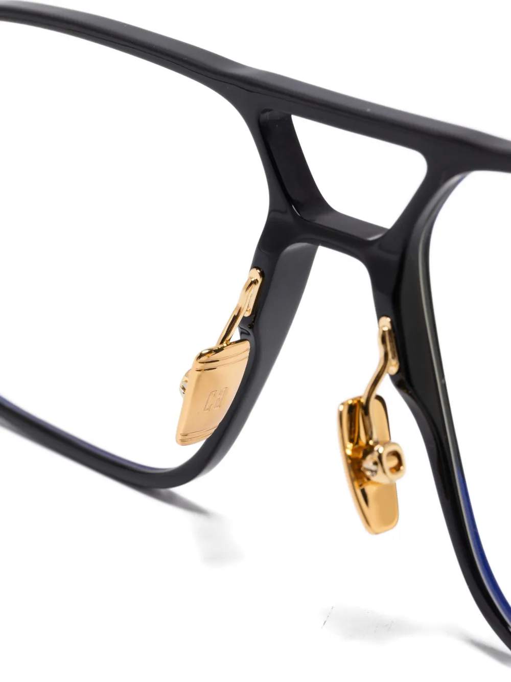 Cutler & Gross Bril met rechthoekig montuur en gouden detail Zwart