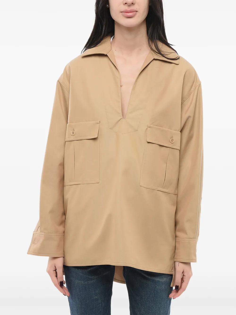 Max Mara Blouse met opgestikte zak Bruin