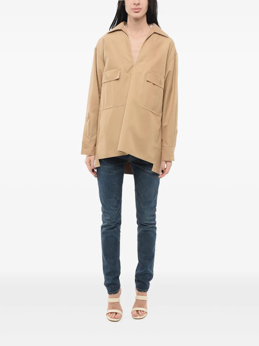Max Mara Blouse met opgestikte zak Bruin