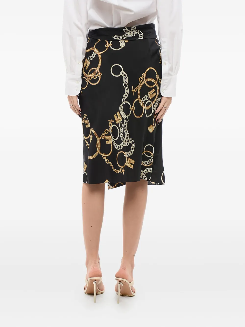 ETRO Gedrapeerde midi-rok met kettingprint Zwart