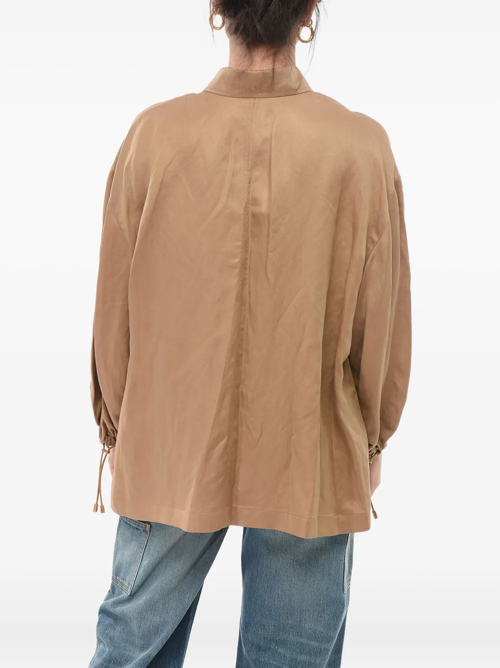 Max Mara Linnen blousen met trekkoord cuffs Beige