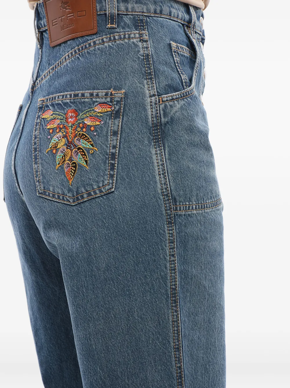 ETRO Jeans met borduurwerk en wijde pijpen Blauw