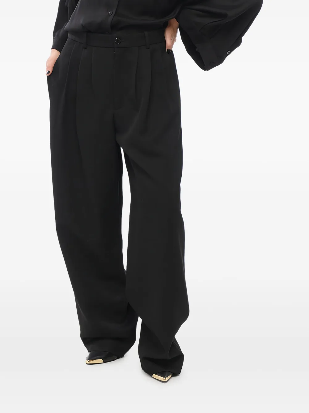 The Row Pleated Buttoned Trousers In Black