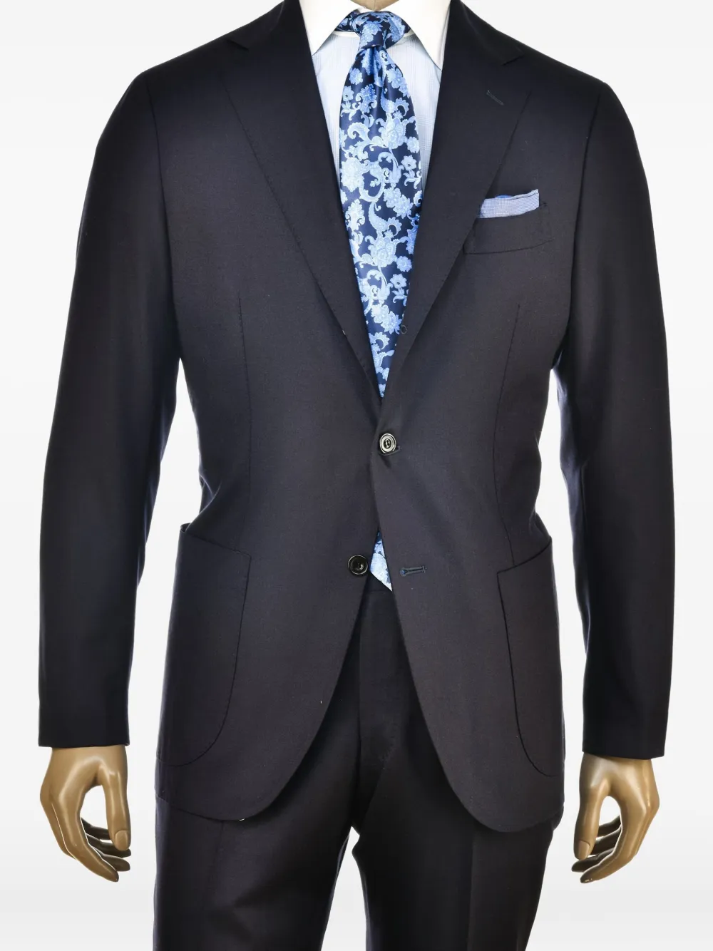 SARTORIO NAPOLI two-button virgin wool suit Blauw