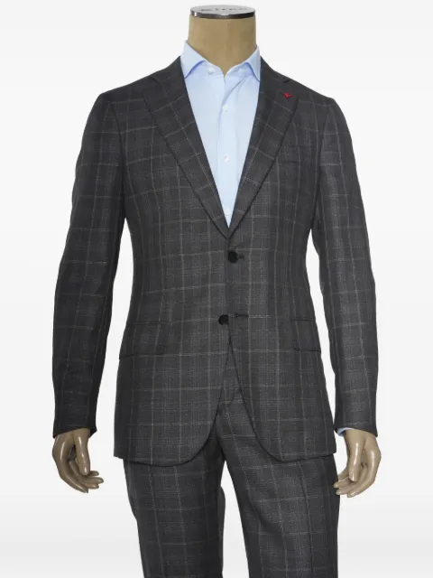 Isaia windowpane wool-silk suit