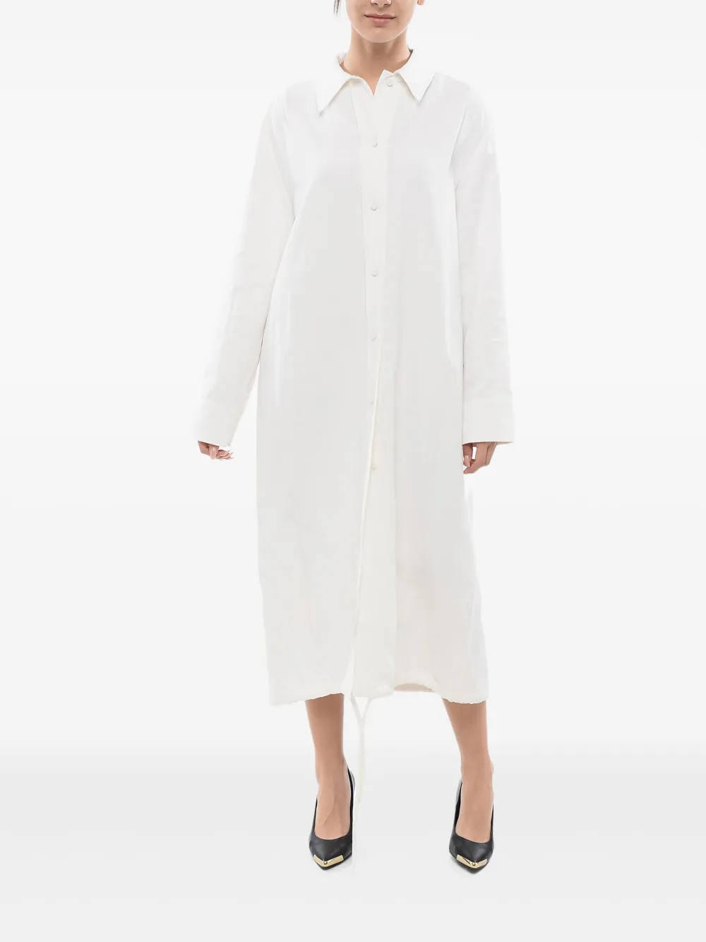 Jil Sander button-down drawstring dress - White