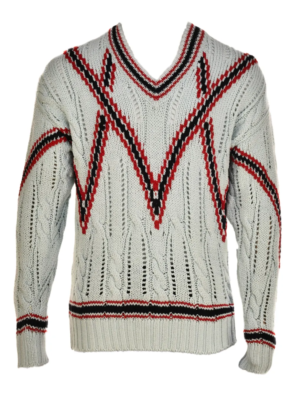 Brioni V-neck cable-knit sweater Wit