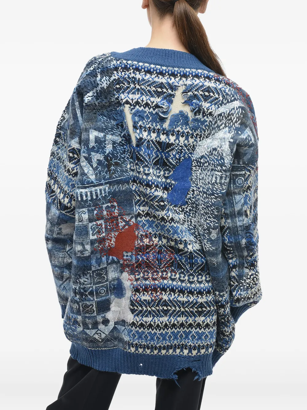 Maison Margiela Trui met borduurwerk en V-hals Blauw