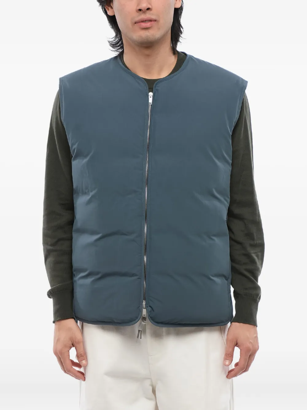 Jil Sander Gilet trapuntato con zip - Blu