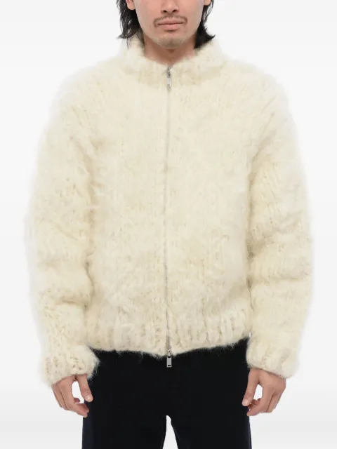 Jil Sander fuzzy zip-up wool cardigan