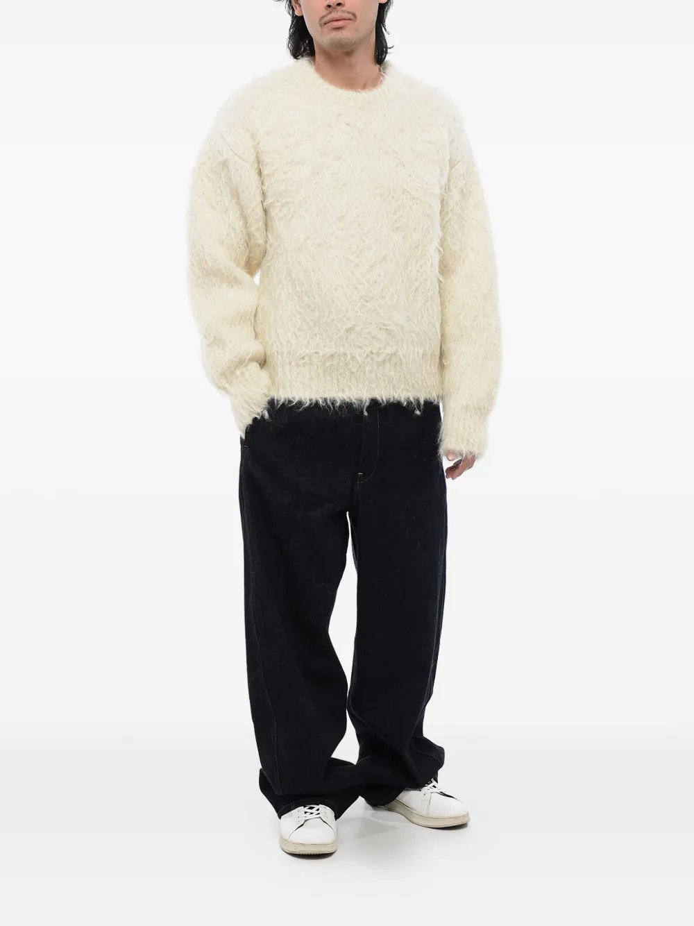 Jil Sander Geborstelde trui met ronde hals - Beige
