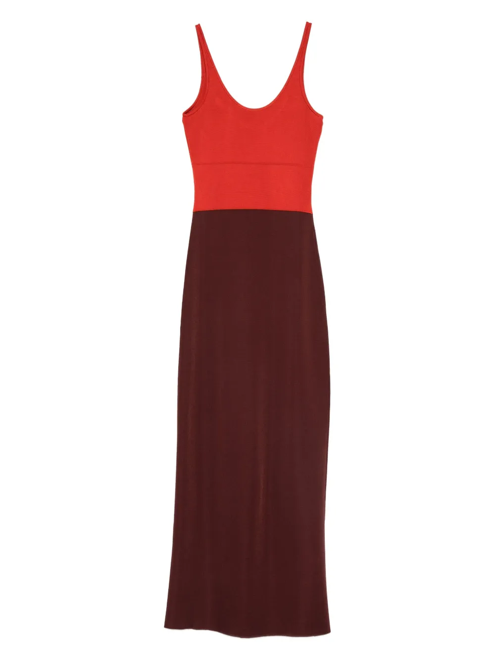 FENDI Tweekleurige midi-jurk Rood