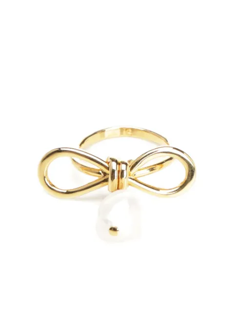 Marni bow pearl-drop ring