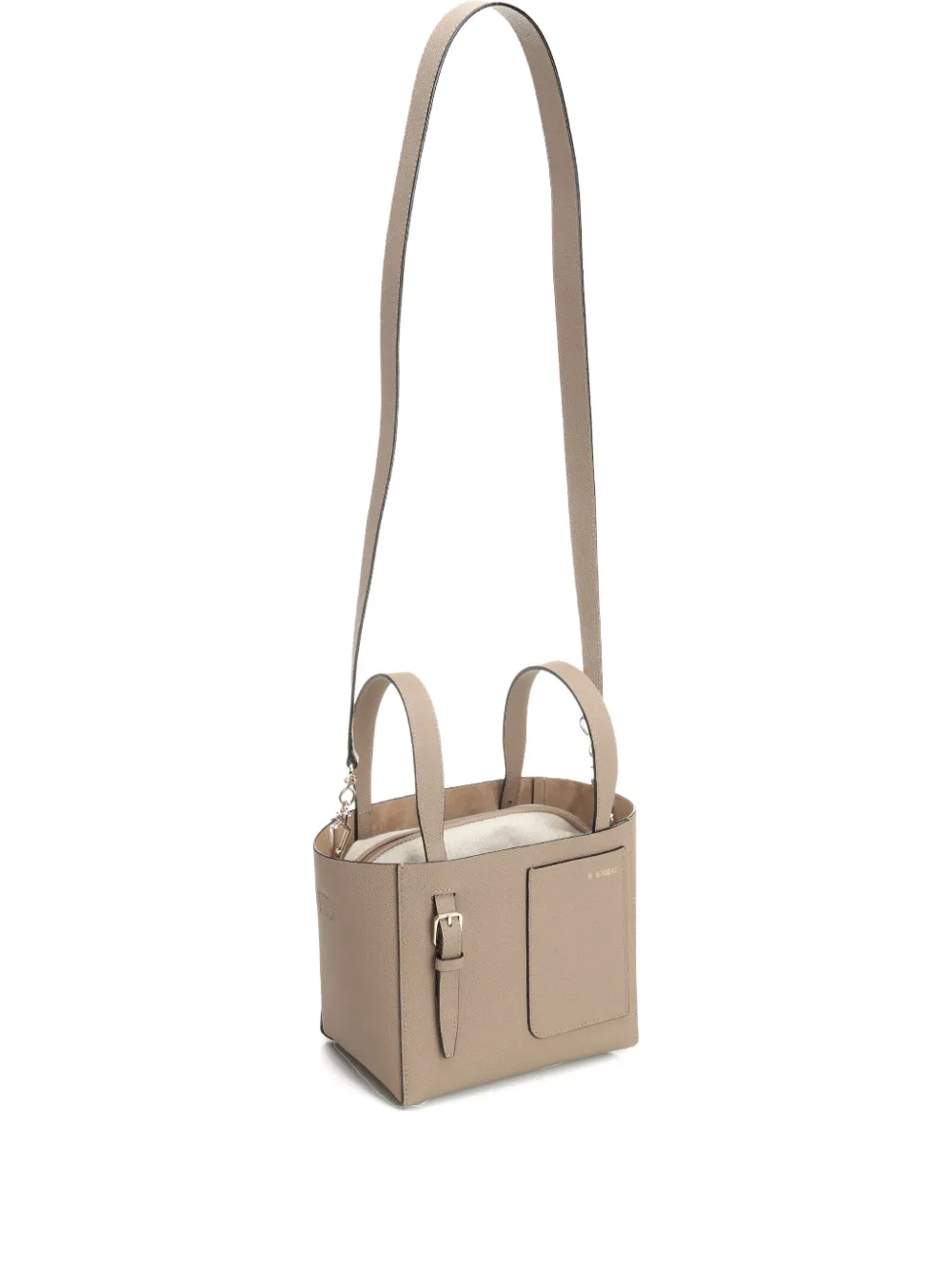 Valextra mini leather bucket bag Beige