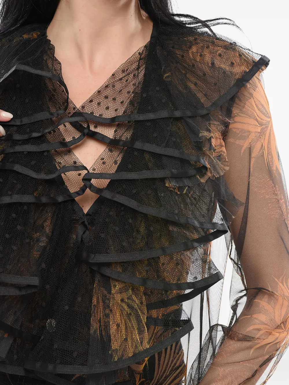 ETRO Doorzichtige blouse met ruches Zwart