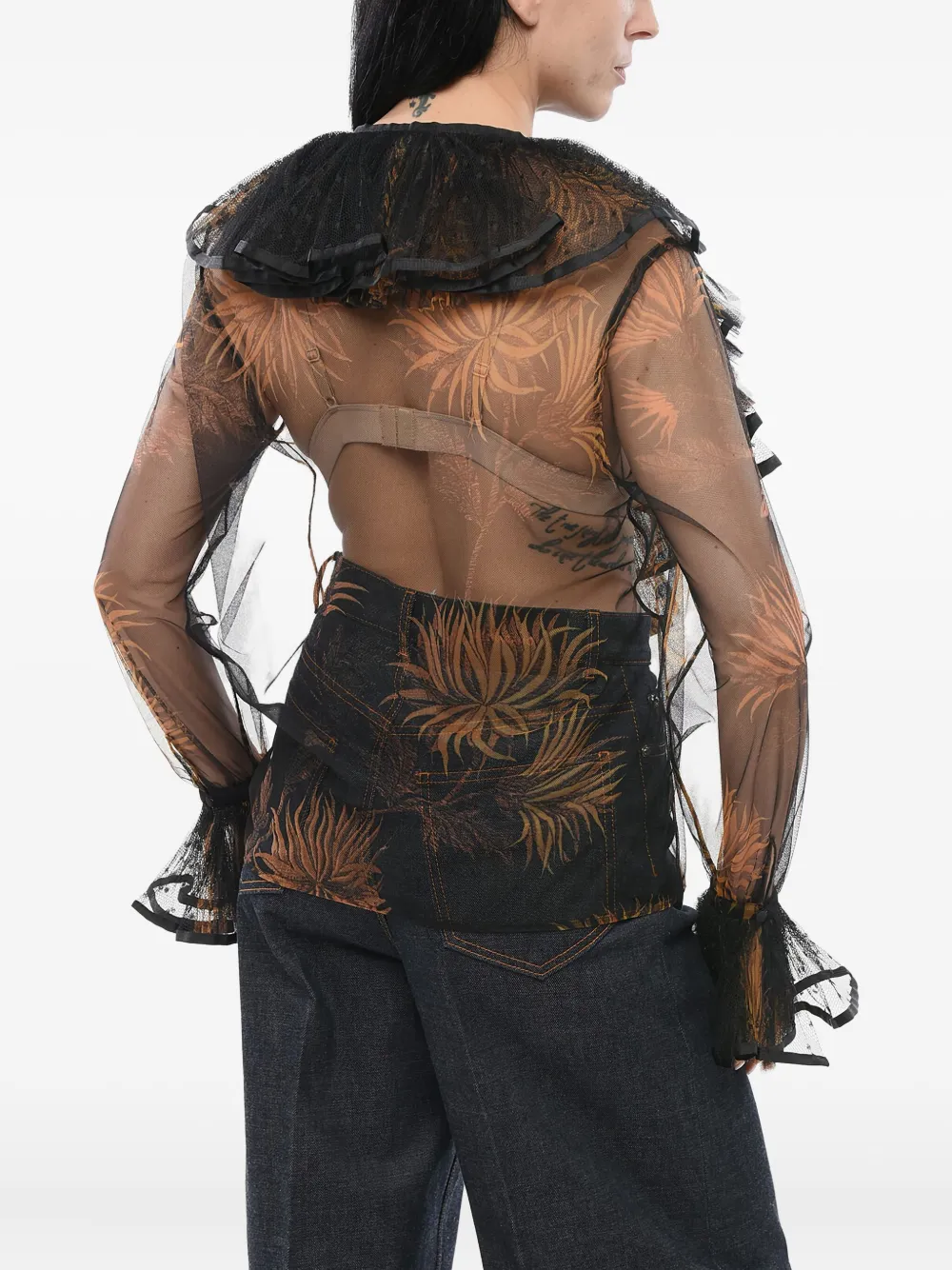 ETRO Doorzichtige blouse met ruches Zwart