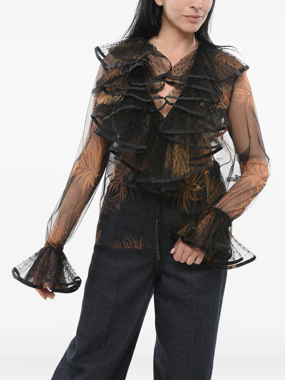 ETRO Doorzichtige blouse met ruches Zwart