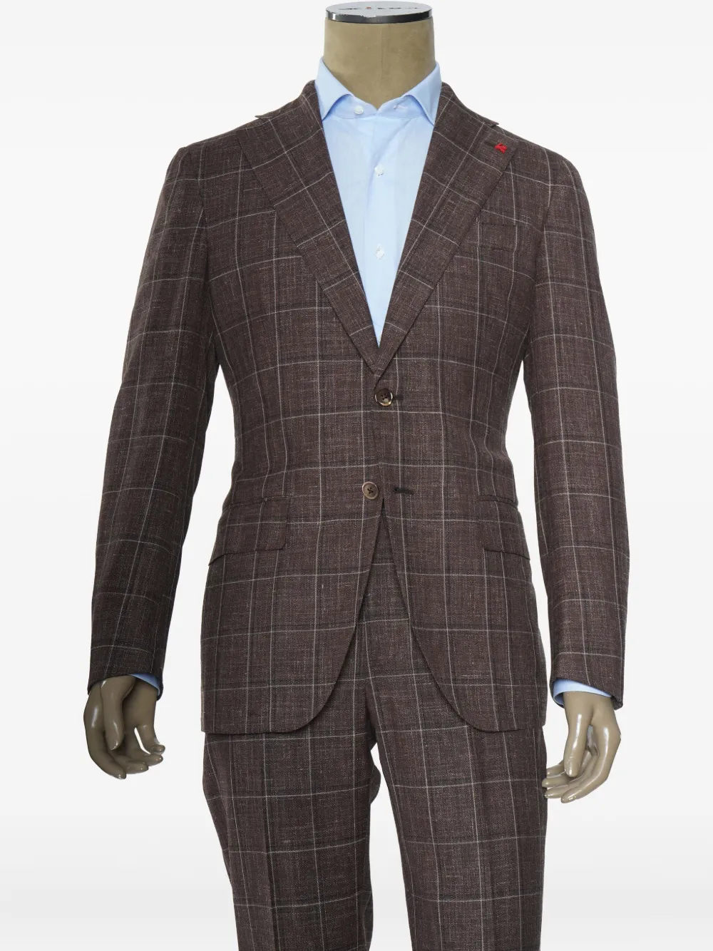 Isaia Windowpane suit - ブラウン Isaia Windowpane suit - ブラウン