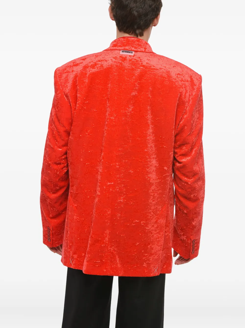 VETEMENTS Garderobe fluwelen blazer met enkele rij knopen Rood