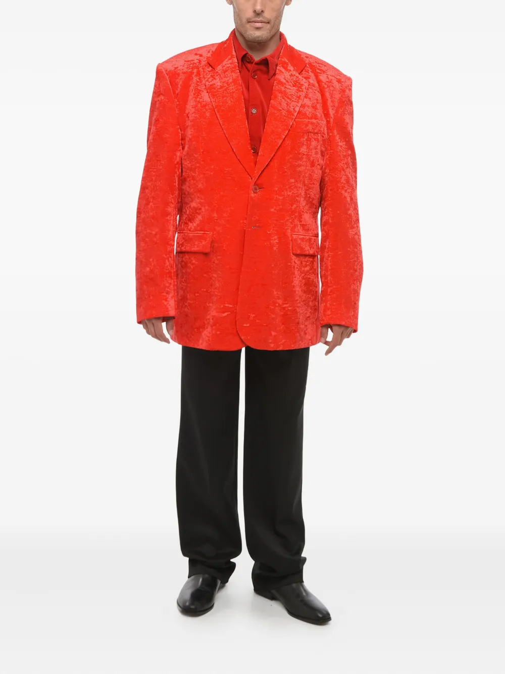 VETEMENTS Garderobe fluwelen blazer met enkele rij knopen Rood
