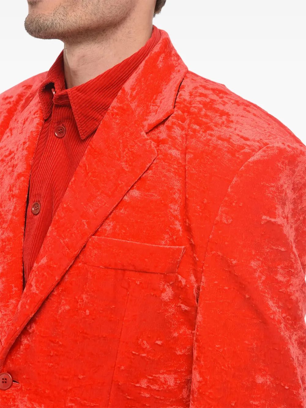 VETEMENTS Garderobe fluwelen blazer met enkele rij knopen Rood