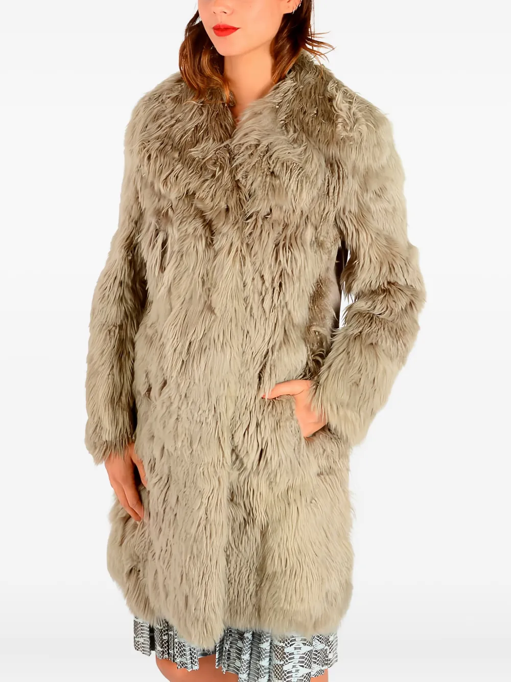 Maison Margiela shearling-collar coat - Neutrals