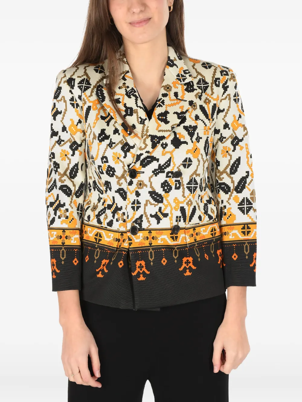 Maison Margiela Blazer doppiopetto con stampa - Bianco