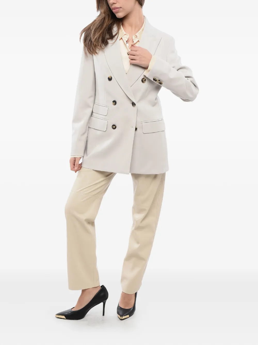 Max Mara Blazer met dubbele rij knopen Grijs