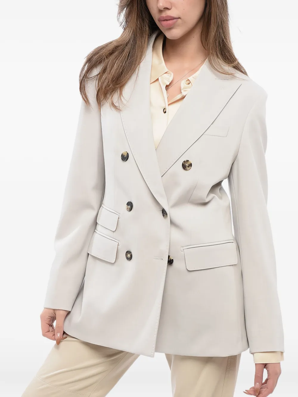 Max Mara Blazer met dubbele rij knopen Grijs
