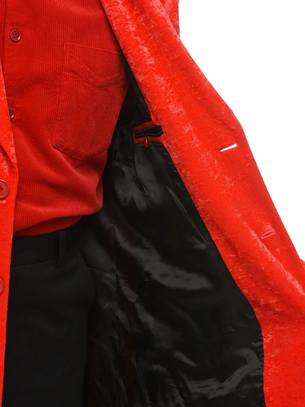 VETEMENTS Fluwelen jas met enkele rij knopen Rood