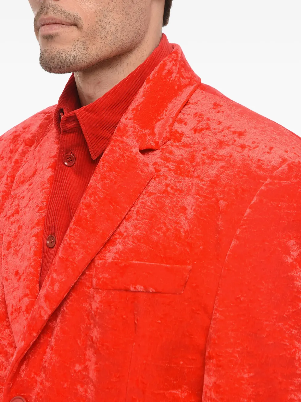 VETEMENTS Fluwelen jas met enkele rij knopen Rood