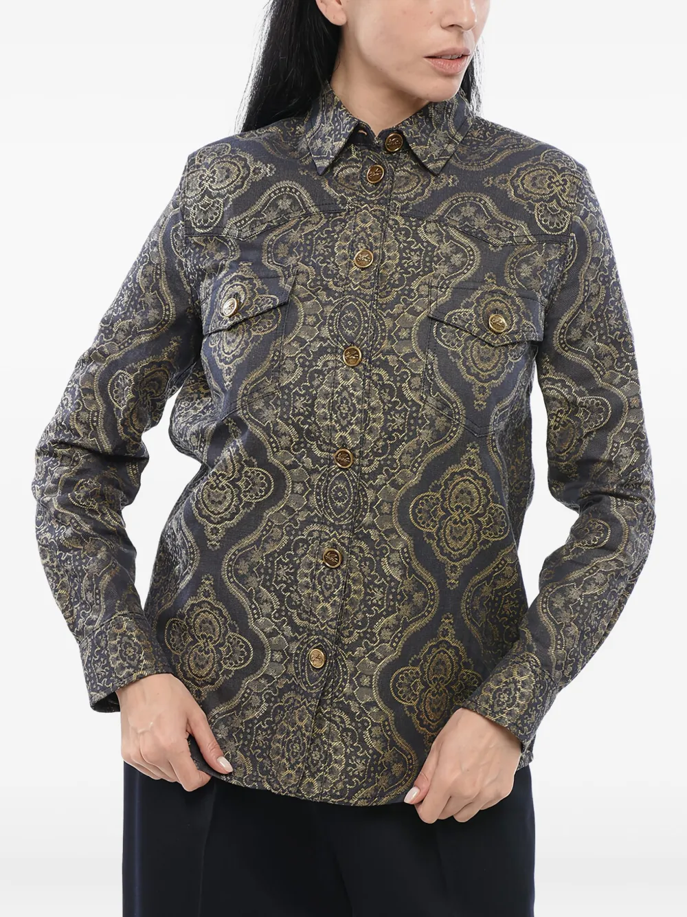 ETRO paisley-pattern button shirt Zwart