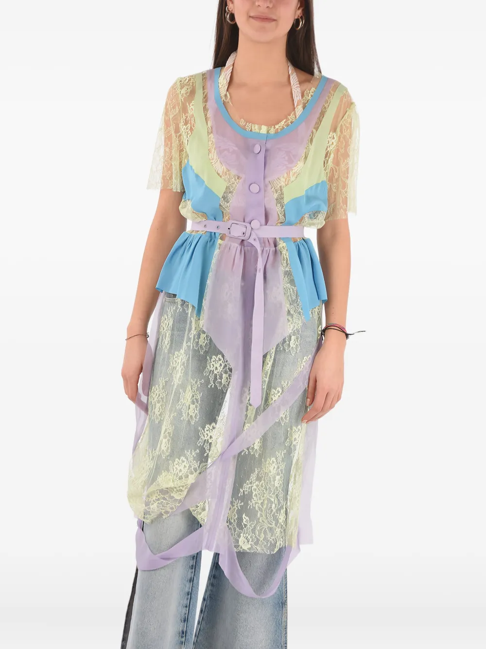 Maison Margiela Abito con inserti in pizzo - Viola