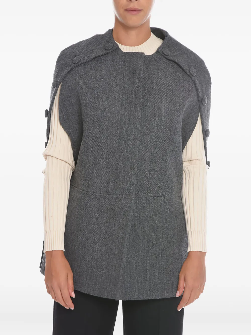 Jil Sander Cape-Jacke mit Knopfdetail - Grau