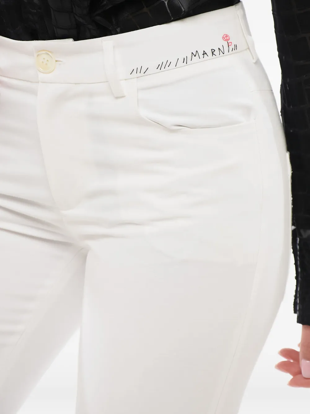 Marni Broek met geborduurd logo Wit
