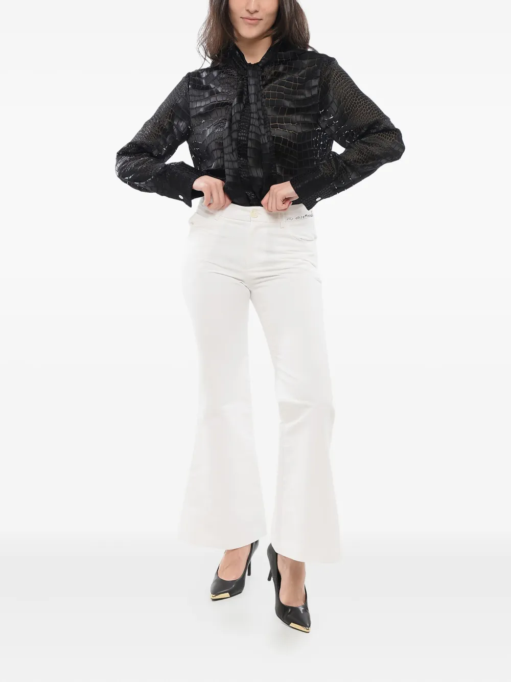 Marni Broek met geborduurd logo - Wit