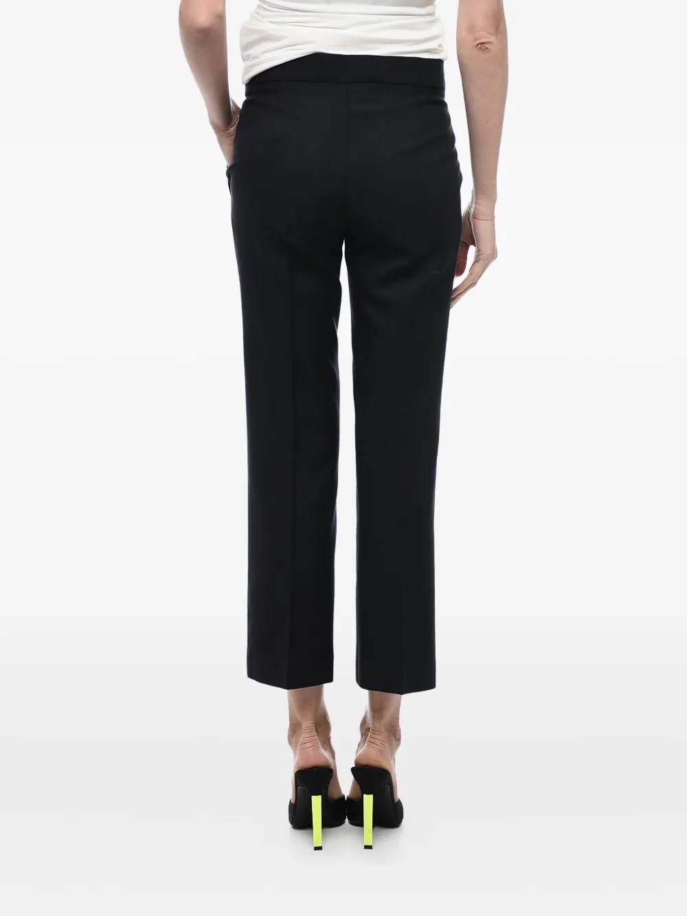 Stella Mccartney Wool Blend Cropped Fit Pants With Hidden Closure In Black