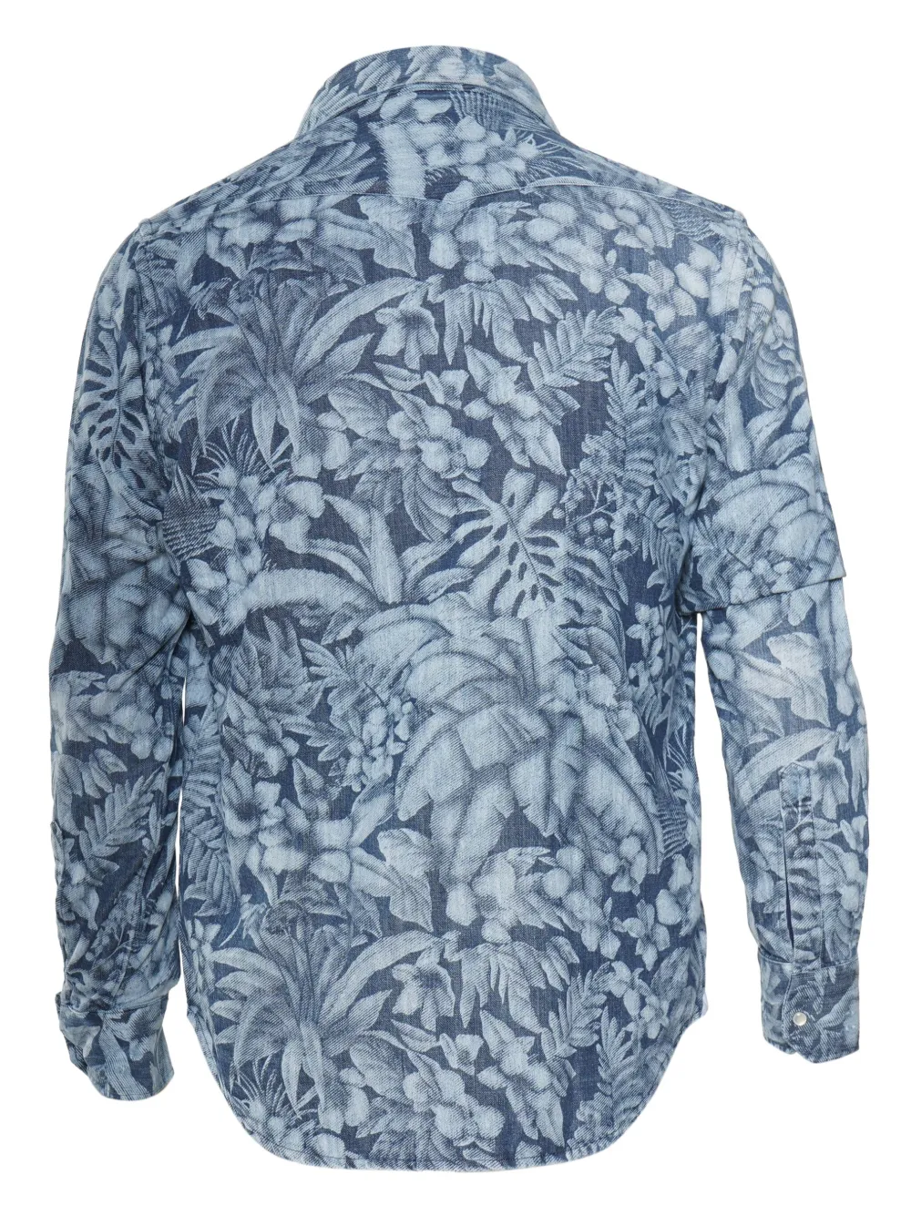 SARTORIO NAPOLI Denim overhemd met bloemenprint Blauw