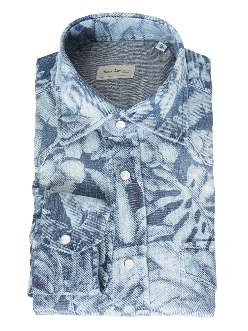 SARTORIO NAPOLI floral denim shirt - ブルー SARTORIO NAPOLI floral denim shirt - ブルー
