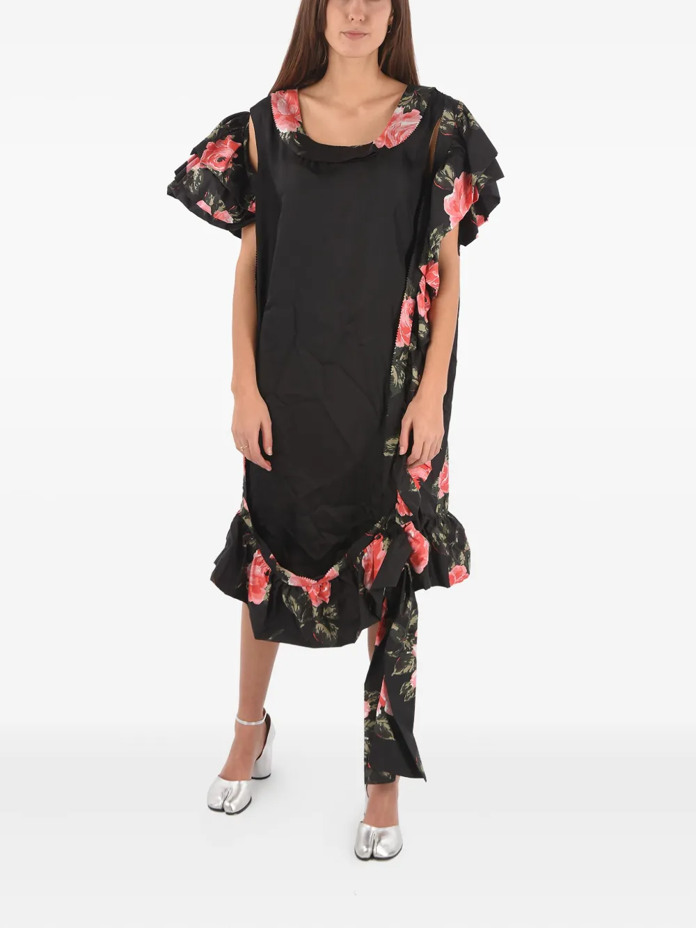 Maison Margiela Jurk met bloemenprint Zwart