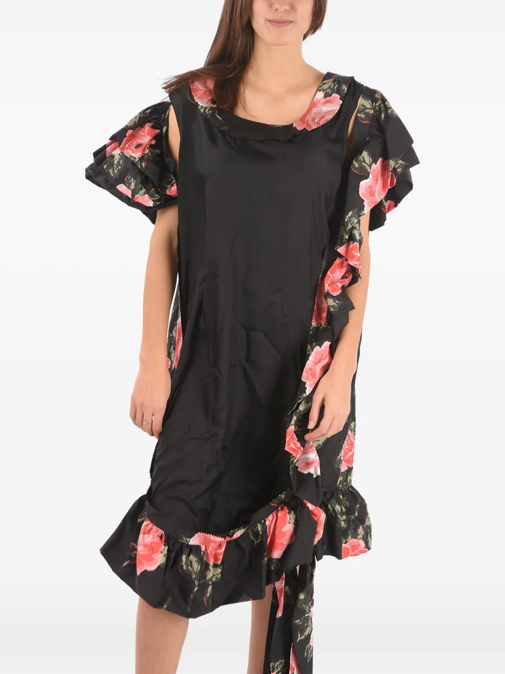 Maison Margiela floral-print silk dress - Black
