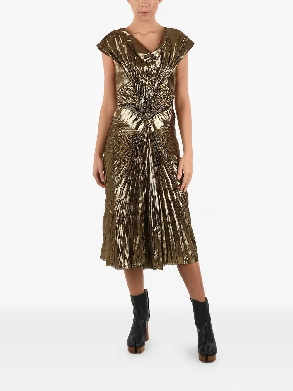 Maison Margiela Gedrapeerde maxi-jurk Geel