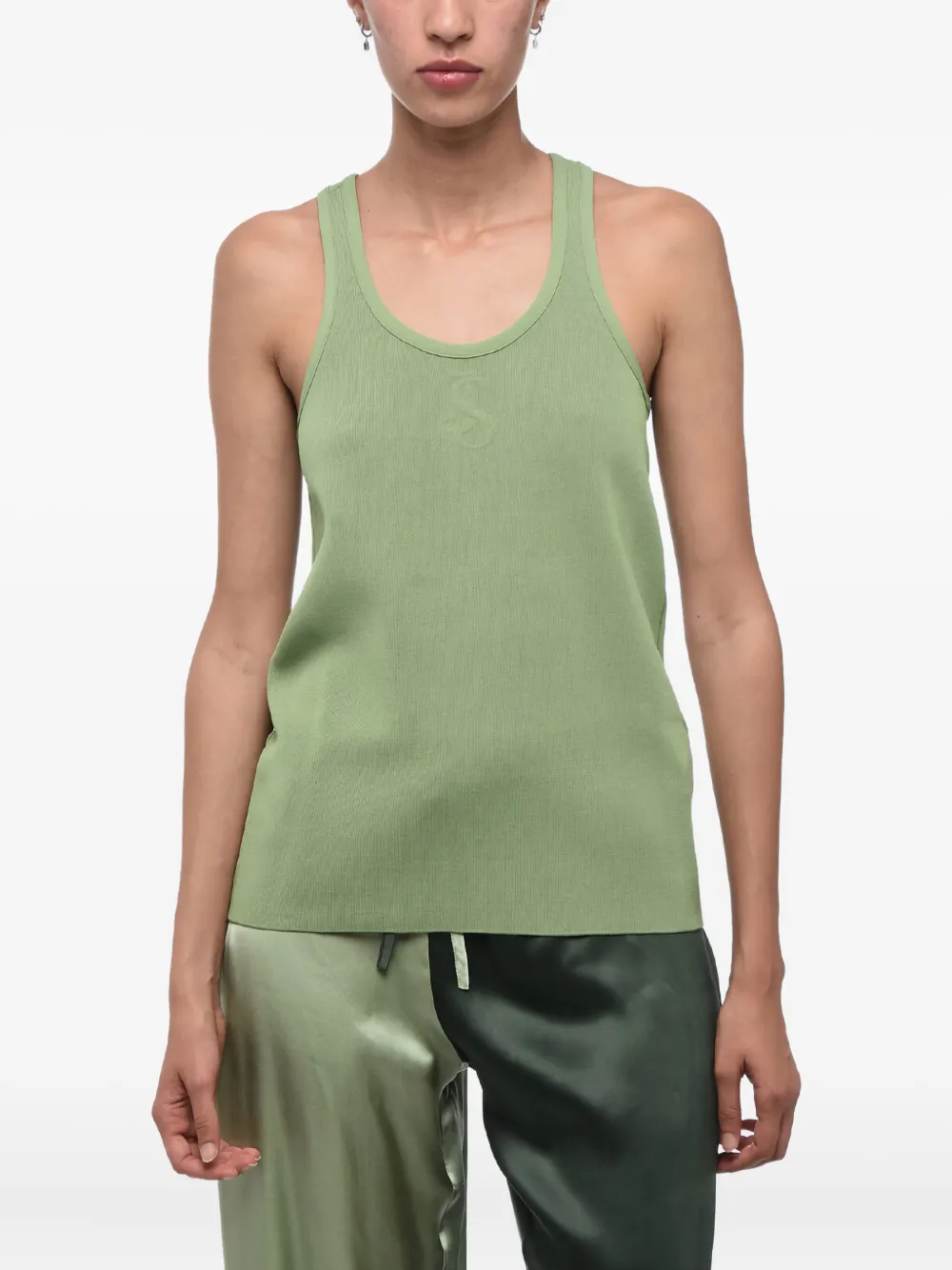 Jil Sander Top con logo goffrato - Verde