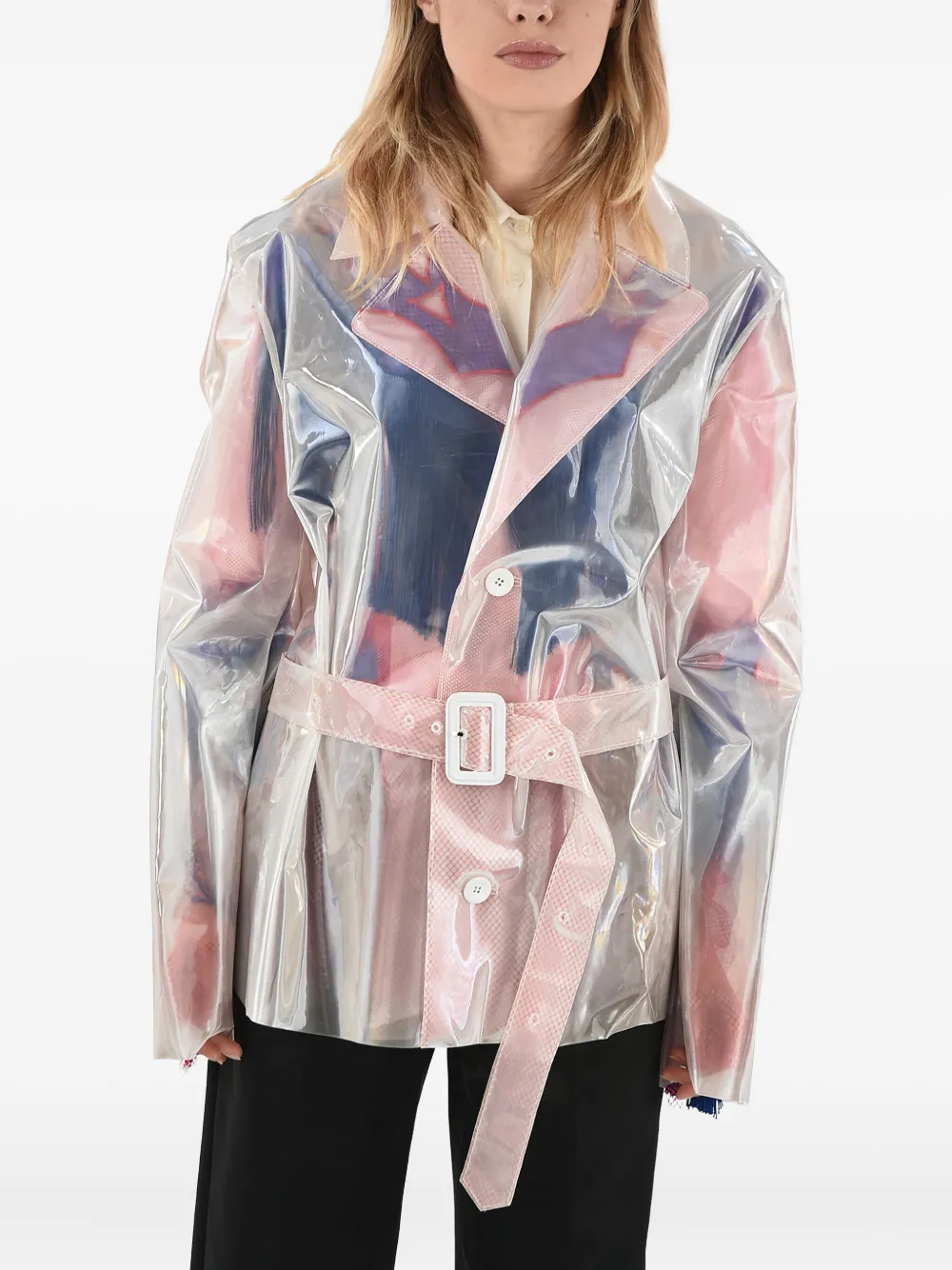 Maison Margiela Giacca monopetto con cintura - Bianco