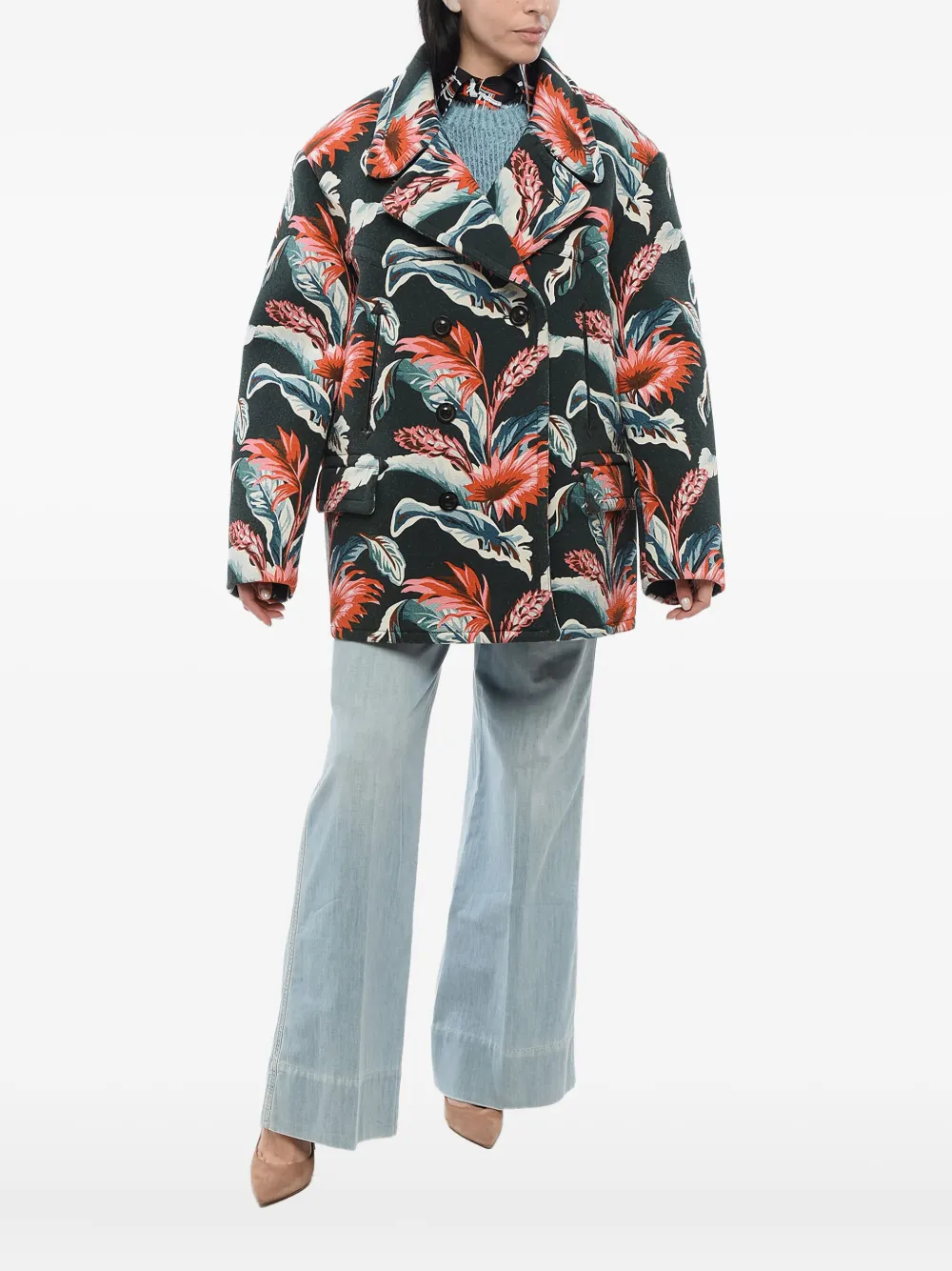 Maison Margiela floral-print double-breasted jacket - Green