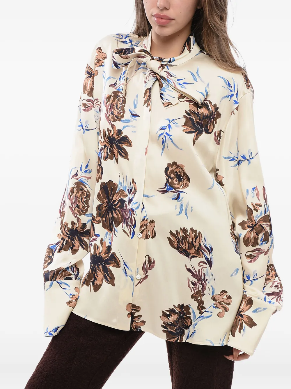 Jil Sander floral self-tie shirt - Neutrals